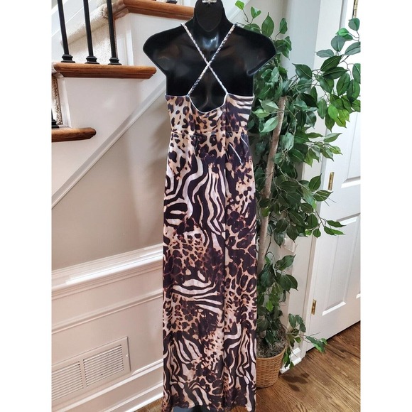 IB Diffusion Women's White & Brown Polyester V-Neck Sleeveless Long Maxi Dress S - Picture 8 of 11